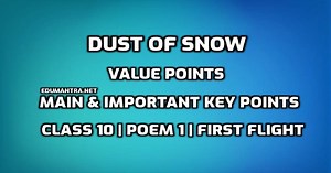 Dust of Snow Value Points | Class 10 | First Flight | Main & Important Key Points