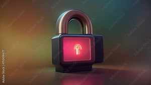 Digital lock icon cyber security. Digital internet security and protection. Loopable. AI generated