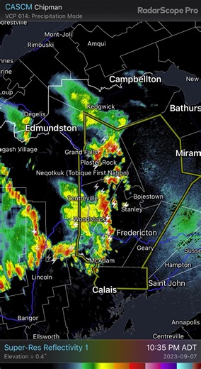 Here is a look at the current radar for western New Brunswick. (Stephan) | New Brunswick Weather Infocentre Météo