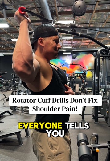 Everyone tells you to do rotator cuff drills when your shoulder hurts. But most pressing pain isn’t caused by the cuff itself — it’s the scapula failing to stabilize, which forces the rotator cuff to compensate every rep. These 3 drills retrain the muscles that actually stabilize your shoulder and allow you to press pain-free: • TRX Fallout: strengthens serratus and stabilizes the scapula under load • 3-Trap Y Raise: activates lower traps & posterior shoulder to keep the scapula centered • Landm