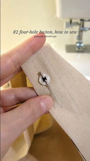How to sew a button #2 how to sew a four-hole button 🪡✨ #sewing #sewingforbeginners #handstitch