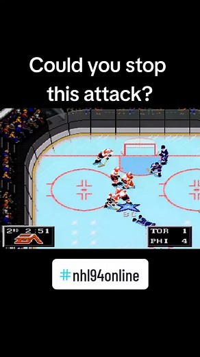 Could you stop this attack? #beerleague #EAsports #fyp #sega #snes #centerice #goal #hockeytiktoks #NHL94 #NHL94Rewind #nhl #puck #retrogaming #esports #stanleycup #toughlove #videogames #viral #torontomapleleafs #philadelphiaflyers