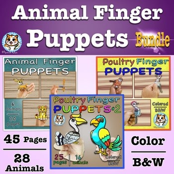 Animal Finger Puppets | Craft and Coloring | Bundle Activity for kids