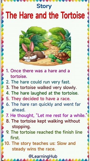 A Hare and A Tortoise 10 Lines Story in English | Hare and Tortoise Short Story | Moral Story #story