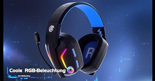 Fachixy FC-300 Gaming Headset mit Mikrofon, 2,4G Wireless Headset für PS5, PS4, PC, Switch, Mac, Surround Sound Faltbarer Bluetooth Gaming Kopfhörer kabellos mit LED Licht, Über 50H+ Akkulaufzeit