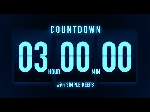 3 Hours Countdown Timer 🔵 Flip Clock with Simple Beeps