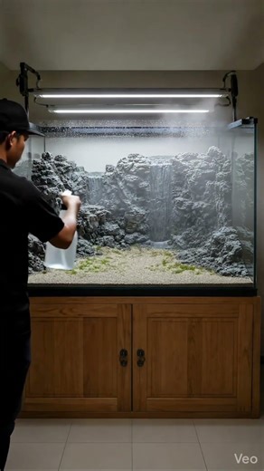 Membuat Akuarium Jurassic Waterfall Mini Ecosystem 🦖🌿 #timelapse #mornigvibes
