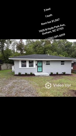 3 bedroom 1 bathroom Rent fee $1,067 1405 N Hyde Park Ave, Durham, NC 27701 Text or call 1 (256) 291-6019 Step into move-in ready charm with this fully renovated, 3 Bedroom 1 Bath all-brick ranch located in the heart of Durham's desirable Hyde Park area. Meticulously updated from top to bottom, this single-level home now offers three bedrooms and one pristine full bath, blending classic curb appeal with modern finishes and a thoughtful open flow. Highlights you'll love: All-brick exterior with n