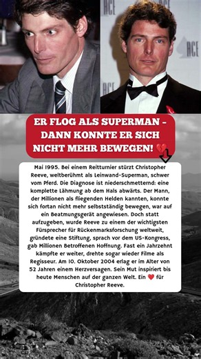 CHRISTOPHER REEVE: SUPERMAN VERLOR SEINE BEWEGUNGSFREIHEIT! 😢