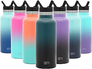 Simple Modern Water Bottle with Narrow Mouth Straw Lid Metal Thermos Vacuum Insulated Stainless Steel l Reusable Leak Proof BPA-Free Flask | Ascent Collection | 17oz, Moonlight