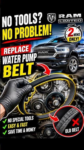 👨‍🔧 No Tools? No Problem! Replace Ram 1500 Water Pump Belt in Under 2 Minutes! #waterpump #ram1500