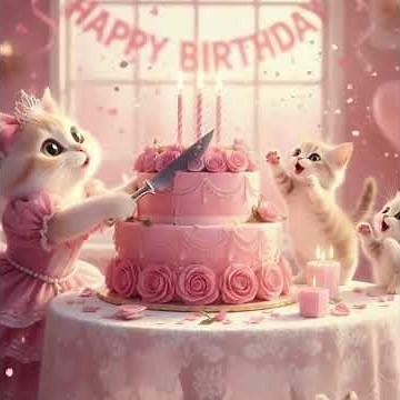 🎀 Adorable Cat Birthday Story | Princess Meow’s Pink Dream World 🐱