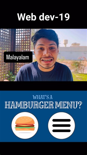 Mentor Bro on Instagram: "Hamburger 🍔menu Webdev Day-19 @your_mentor_bro . . . . . . . . . . . . . . . . . . . . . . . . . #cprogramming #javascript #react #python #pythonprogramming #programming #coding #webdevelopment #cprogramming #mernstack #bca #softwaredeveloper #webdevlopmentcourse #soubin #internship #java #api #tovino #interview"