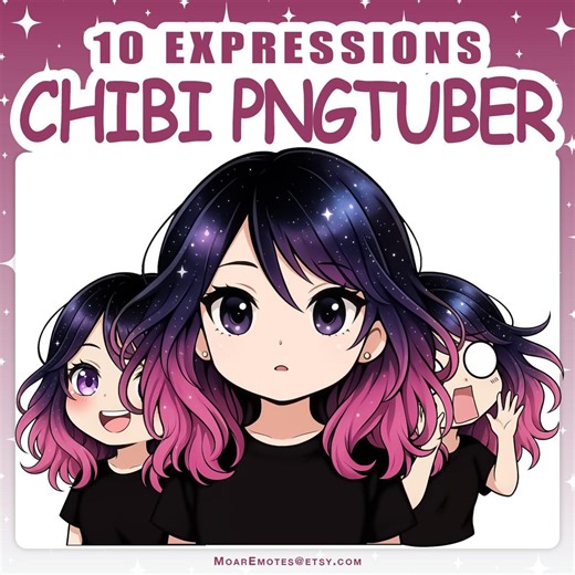 Pngtuber | Galaxy Girl 2D Vtuber Model With 10 Expressions for Twitch & Youtube Streaming, Veadotube Ready - Etsy
