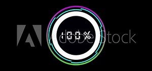 Progress Bar Indicator Animation: 0% to 100% Smooth Increase – Dynamic Percentage Loading Visual.