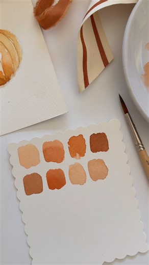 How I mix the perfect shades of pumpkin orange 🧡 🎃 🍂 Of course, you can use the orange straight out of your watercolor palette, but for a much more natural orange that has that cozy fall feel we all love, take it one step further by doing some easy mixing. Brown and yellow ochre are nice additions (mix in more water to lighten the color and add a tiny touch of black to deepen it). You can also try adding the complementary color (the one opposite it on the color wheel) to create a muted tone. 
