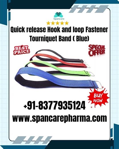 Quick release Hook and loop Fastener Tourniquet Band Blue