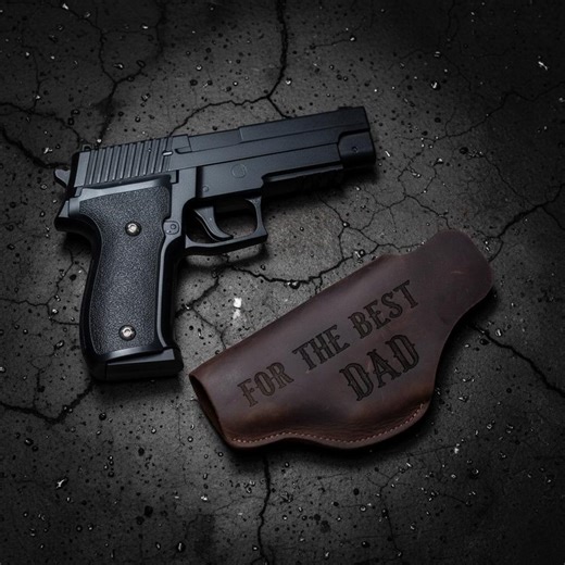 Leather Gun Holster, Personalized Pistol Holster, Custom Engraved Holster for Dad, Handmade Leather Holster Gift, Firearm Accessories - Etsy