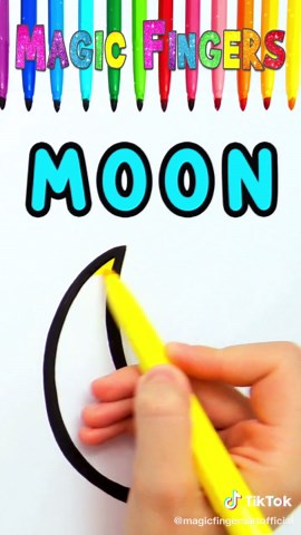 Moon Drawing and Coloring Tutorial for Kids