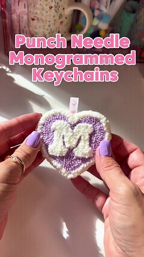 Creative Punch Needle Monogram Heart Keychains