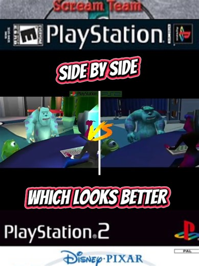 Monster Inc Scare Island Graphics Comparison on PS1 and PS2