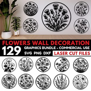 Flowers Wall Decoration SVG Bundle, Laser Cut Floral Wall Art SVG, Home Decor Cut Files, Glowforge, Floral Room Decor SVG, Commercial Use - Etsy
