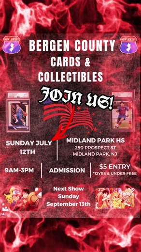 🚨 Bergen County Card Show Bound! 🚨 ​Jam Card Kingdom is hitting the floor on July 12th with massive Pokemon card heat! Come buy, sell, and trade with us—find your next grail or fill those set binders. See you there! ⚡️ #pokemon #pokemoncards #pokemoncommunity #pokemontcg #pokemoncollector