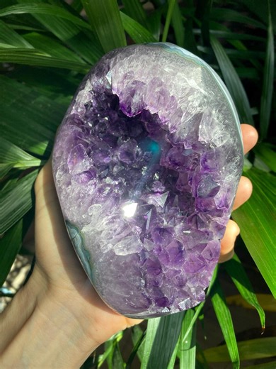 Polished Amethyst Cluster on Metal Stand - Etsy