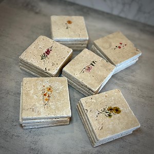 Handmade Floral Stone Coasters - Classy Drink Coasters, Set of 4 - Etsy