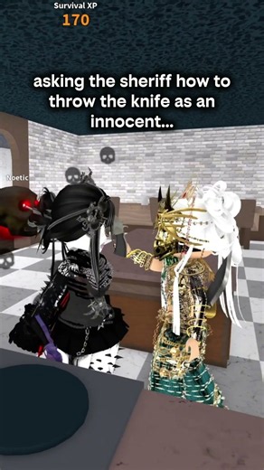 I asked the sheriff how to throw my knife... #mm2 #roblox