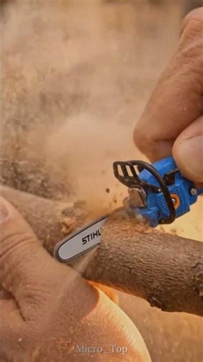 🌲💙 Mini Blue Saw vs Small Tree Branch – Tiny But Mighty! 🪚✨ #cuttingtoys