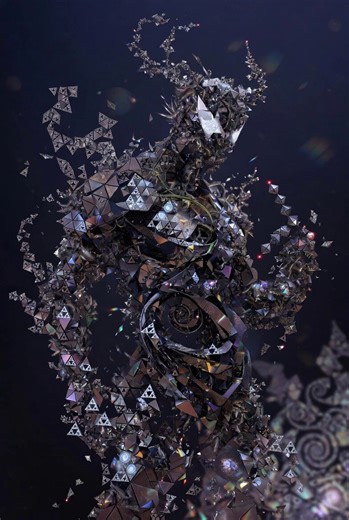 QT your Alien 👽 Mine is The Fractal Symbiote: An entity that doesn't have a fixed shape, but consists of millions of microscopic metallic shards that self-assemble into complex, shifting geometric patterns.Created with Grok Imagine