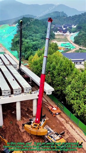 Overpass Construction: Heavy Cranes at Work