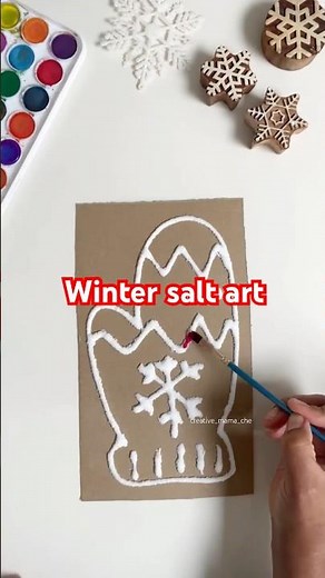 Winter Salt Art | Easy Glove & Snowflake Craft for Kids