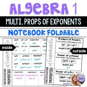 Algebra 1 - Multiplication Properties of Exponents Interactive Notebook Foldable