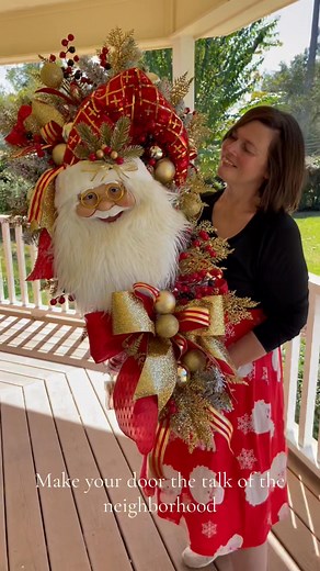 🎅✨ When Santa’s got the style AND the sparkle — this Christmas swag steals the show! ❤️💛 Red, gold, and glitter perfection — ready to ship! #kellyscreationsdecor #ChristmasDecor #SantaWreath #FrontDoorInspo #HolidayVibes | Kelly’s Creations of Pace