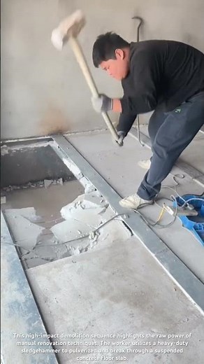 ⚡️🔨 Pure Muscle: Smashing Concrete Floors With A Heavy-Duty Sledgehammer! #Shorts