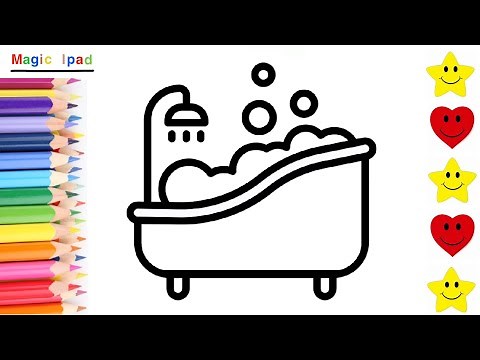 Como dibujar una BAÑERA | dibujos para niños 💓⭐ How to draw a BATH | drawings for kids