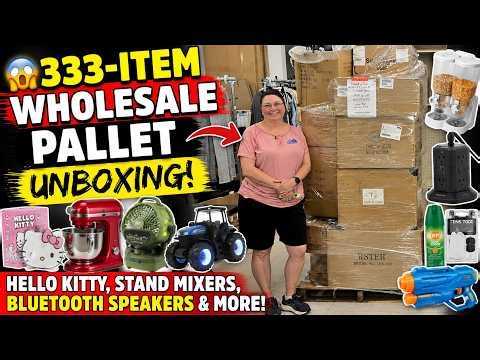 😱 333-Item Wholesale Pallet Unboxing! Hello Kitty, Stand Mixers, Bluetooth Speakers & MORE!