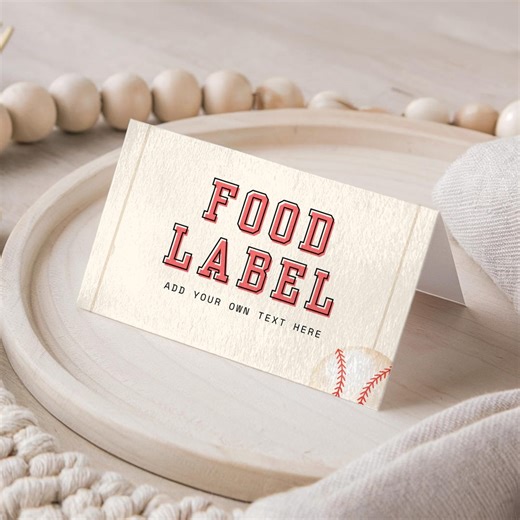 Rookie of the Year Food Labels: Baseball Birthday Folded Party Tent Cards (canva Template) RYB09 - Etsy Canada