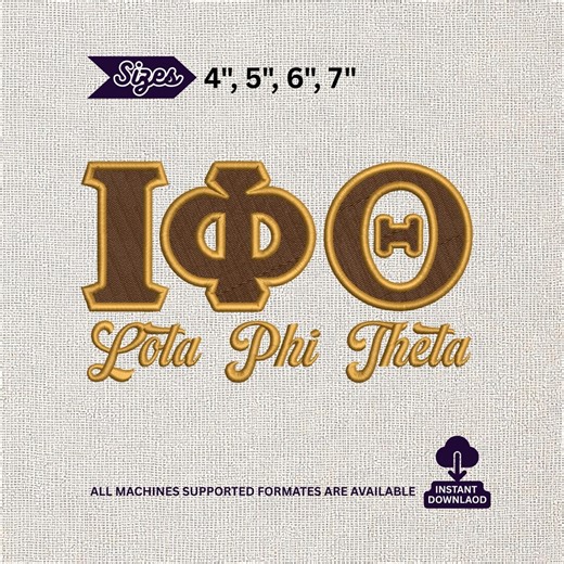 Iota Phi Theta Embroidery File, Greek Letter ΙΦΘ Design, Fraternity Logo Pattern, PES DST - Etsy