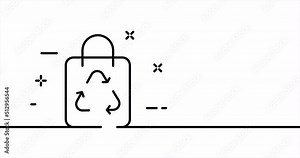 Package with recycle arrows. Zero waste, nature, clean environment, biodegradable material, shopping. Ecology concept. One line drawing animation. Motion design. Animated technology logo. Video 4K