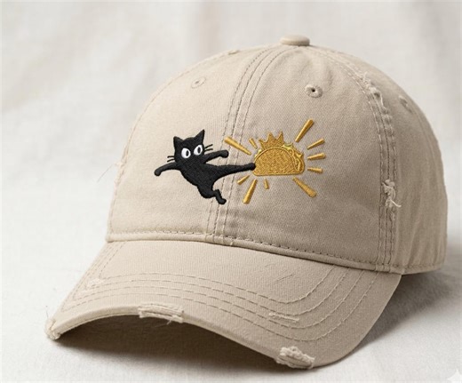 Taco Embroidered | Distressed Baseball Cap - Etsy