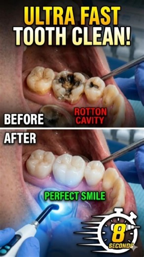 Extreme Tooth Transformation in 8s! 🦷💥 #Shorts #DentalRepair #USA #Satisfying #CavityFix #Viral
