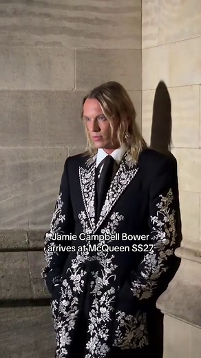 Jamie Campbell Bower arrives at McQueen SS27 show
