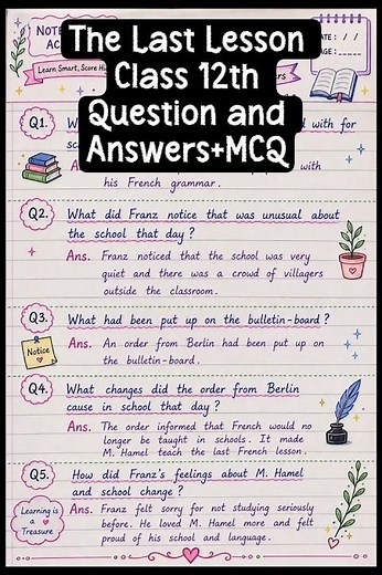 Master The Last Lesson in Minutes | Important Questions + MCQs 💯Class 12th CBSE