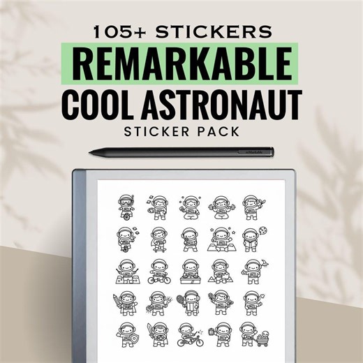 Astronaut Remarkable Stickers Bundle | Space Theme Digital Kit for Remarkable E-ink Tablet Notes - Etsy