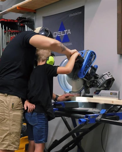 @mullenthemaker teaching his son to use power tools. 🙌 #deltatools “Since I am building a new bed for my sons room, I decided he could help me build it! First time really using power tools for Jack. He was beyond excited. He did good listening to me and being safe with the @deltamachinery Cruzer! #teachingthenextgeneration #powertools #deltatools #woodworking #diy” | Delta Machinery