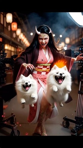 #shorts #viral#When this white fox dog invades the Demon Slayer set…EVERYONE breaks character! #鬼滅