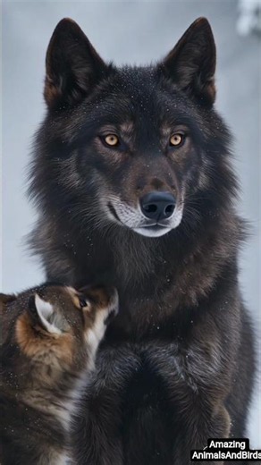 ❄️ Snow Black Wolf Family in Winter Forest | Mother Wolf with Cute Cubs – Amazing Wildlife Moments